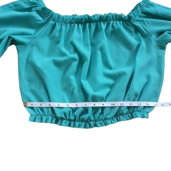 Love J Blue Off the Shoulder Flutter Sleeve Babydoll Top - Picture 6 of 9